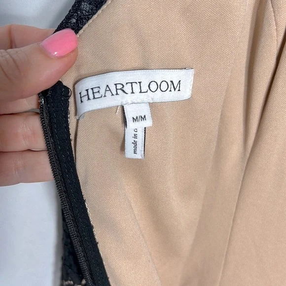 Heartloom Fit and Flare Black Lace Nude Lining Mini Dress size M - Picture 7 of 9